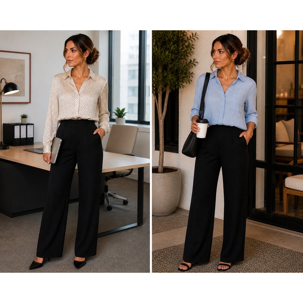KUT from the Kloth Pants Black Wide Leg High Rise Professional 14W NWOT